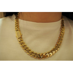 14k Gold Miami Cuban, 11mm Curb, Link Chain Necklace, 14k Gold Curb Link Chain, 14k Real Gold Chain Necklace, 14k Gold Jewelry