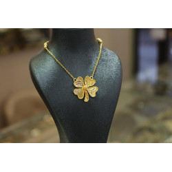 14K Gold Four Leaf Clover Necklace, Lucky Clover Necklace, 14k Gold Jewelry, Lucky Gift Jewelry, With Dorica Chain