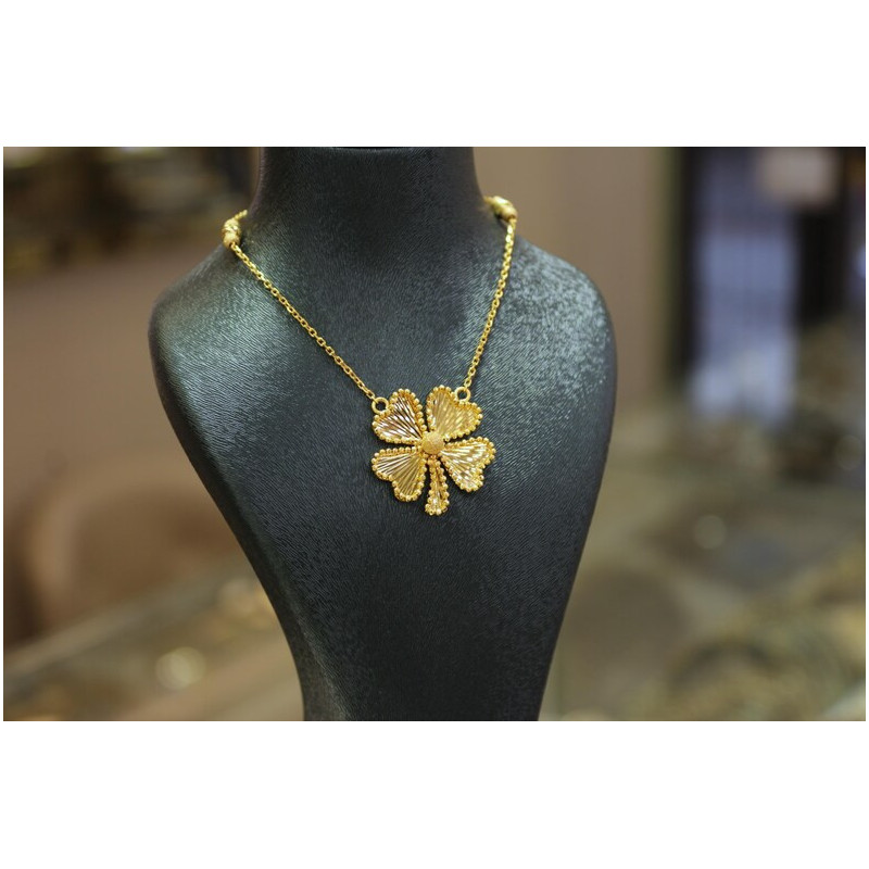 14K Gold Four Leaf Clover Necklace, Lucky Clover Necklace, 14k Gold Jewelry, Lucky Gift Jewelry, With Dorica Chain