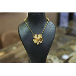 14K Gold Four Leaf Clover Necklace, Lucky Clover Necklace, 14k Gold Jewelry, Lucky Gift Jewelry, With Dorica Chain