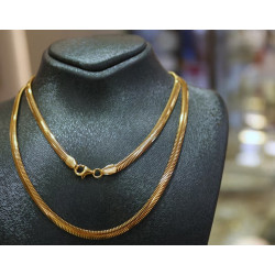 22K Gold Snake Chain Necklace, 3.0mm Herringbone Chain, Gold Herringbone Chain Necklace, Sleek Minimalist Chain, 22K Pure Gold