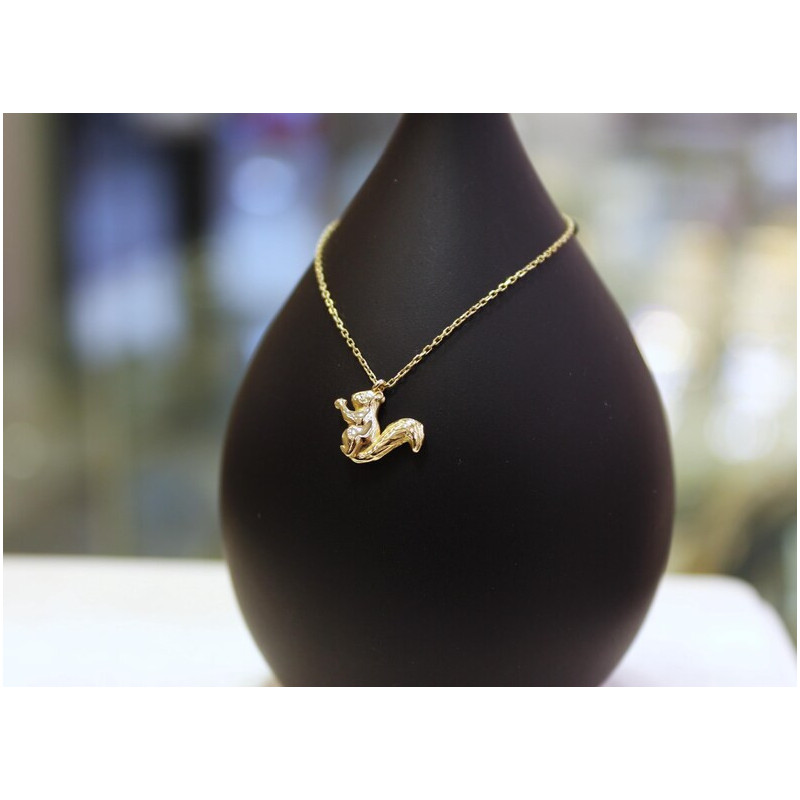 14k Gold Squirrel Necklace, 14k Squirrel Gold Pendant, Squirrel Jewelry, Minimalist Gold Necklace, Necklace for Women