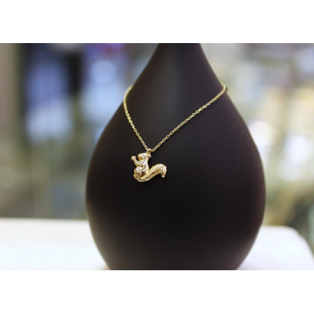 14k Gold Squirrel Necklace, 14k Squirrel Gold Pendant, Squirrel Jewelry, Minimalist Gold Necklace, Necklace for Women