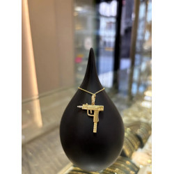 14k Gold Gun Pendant, Uzi Gun Charm, Gun Necklace, 14k Pendant, Jewelry for Women, Uzi Charm, Gold Jewelry, Luxury Gift