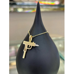 14k Gold Gun Pendant, Uzi Gun Charm, Gun Necklace, 14k Pendant, Jewelry for Women, Uzi Charm, Gold Jewelry, Luxury Gift