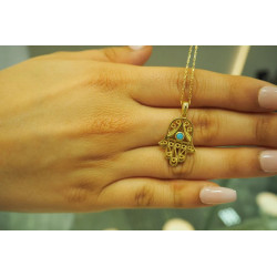 14k Gold Hamsa Pendant, Hand of Fatima Necklace, Lucky Charm, Hand of Hamzah, 14k Gold Hamsa Hand Pendant, 14k Gold Jewelry, 14k