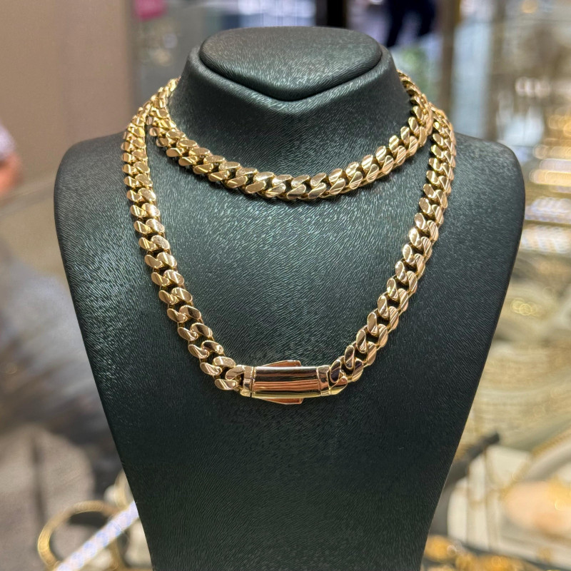 14K Gold Cuban Link Chain Necklace, 6.75 mm - Luxury Jewelry for Women