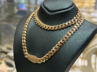 14K Gold Cuban Link Chain Necklace, 6.75 mm - Luxury Jewelry for Women