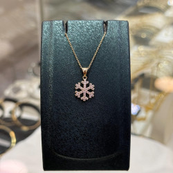 Delicate 14K Solid Gold Snowflake Necklace