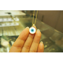 14k Solid Gold Evil Eye Pendant, 14k Evil Eye Protection Necklace, Celestial Jewelry for Women, Gift for Her, 14k Gold Jewelry,