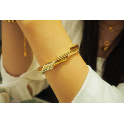 Gold Bangle Bracelet, 11mm Wide Bracelet