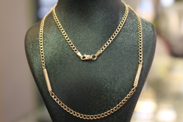 14k Gold Curb Chain Necklace, Miami Cuban Link