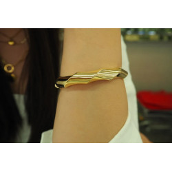 Gold Bangle Bracelet, 11mm Wide Bracelet