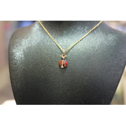 14k Red Ladybug Pendant, Animal Charm, Gold Ladybird Charm, Minimal Necklace, Gift for Her, 14k Gold Pendant, Good Luck Necklace