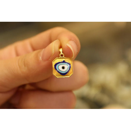 14k Solid Gold Evil Eye Pendant, 14k Solid Gold Evil Eye Protection Necklace, Pendant, 14K Solid Gold, Gift for Her, Blue Eye Ch