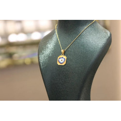 14k Solid Gold Evil Eye Pendant, 14k Solid Gold Evil Eye Protection Necklace, Pendant, 14K Solid Gold, Gift for Her, Blue Eye Ch