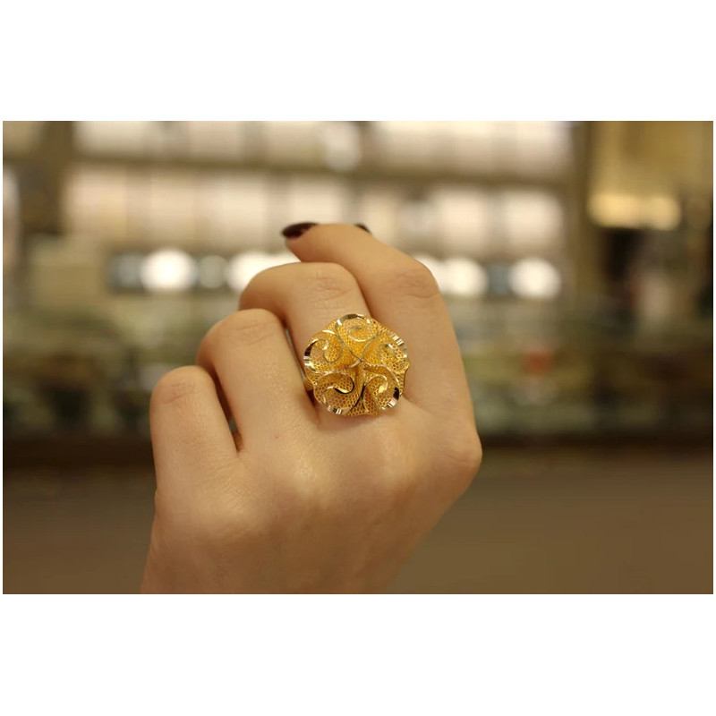 14K Gold Flower Ring, Stylish Ring, Gift for Her Gold Ring, Flower Ring, Lucky Gift Jewelry, Floral Unique Gold Ring