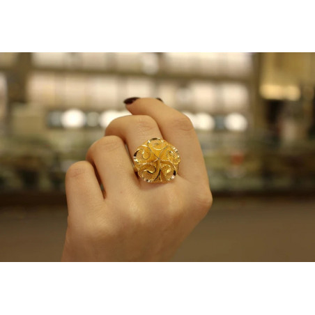 14K Gold Flower Ring, Stylish Ring, Gift for Her Gold Ring, Flower Ring, Lucky Gift Jewelry, Floral Unique Gold Ring