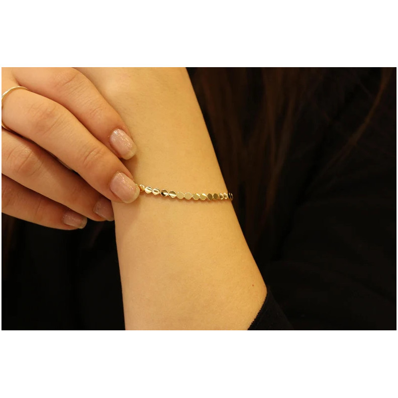 14K Gold Disc Bracelet, Minimalist Dainty Bracelet for Women, Mirror Bangle Bracelet, Bracelet Gift, Layering Bracelet