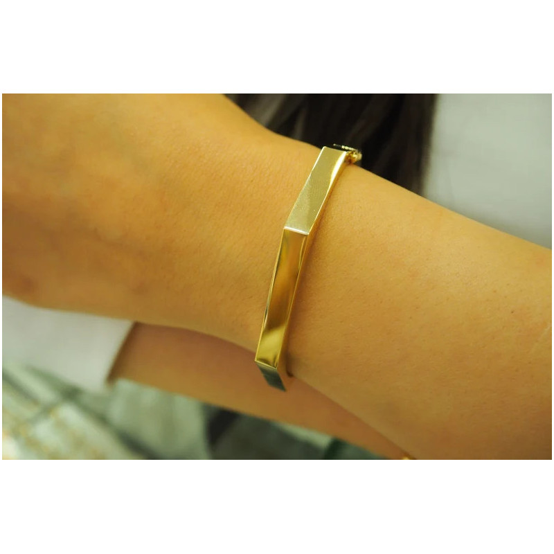 14k Gold Bangle Bracelet, 6 mm Wide Bracelet, Stacking Bracelet, Cuff Bracelet