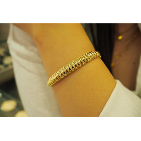 14k Gold Bangle Bracelet, 9mm Wide Bracelet, Stacking Bracelet, Cuff Bracelet