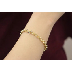 14k Gold Rolo Chain Bracelet, 6.80 mm Chain, Gold Thick Shiny Round Link, Rolo Charm Link , Women Gold Stacking Bracelet