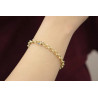 14k Gold Rolo Chain Bracelet, 6.80 mm Chain, Gold Thick Shiny Round Link, Rolo Charm Link , Women Gold Stacking Bracelet