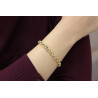 14k Gold Rolo Chain Bracelet, 6.80 mm Chain, Gold Thick Shiny Round Link, Rolo Charm Link , Women Gold Stacking Bracelet