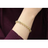 14k Gold Rolo Chain Bracelet, 6.80 mm Chain, Gold Thick Shiny Round Link, Rolo Charm Link , Women Gold Stacking Bracelet