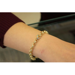 14k Gold Rolo Chain Bracelet, 6.80 mm Chain, Gold Thick Shiny Round Link, Rolo Charm Link , Women Gold Stacking Bracelet