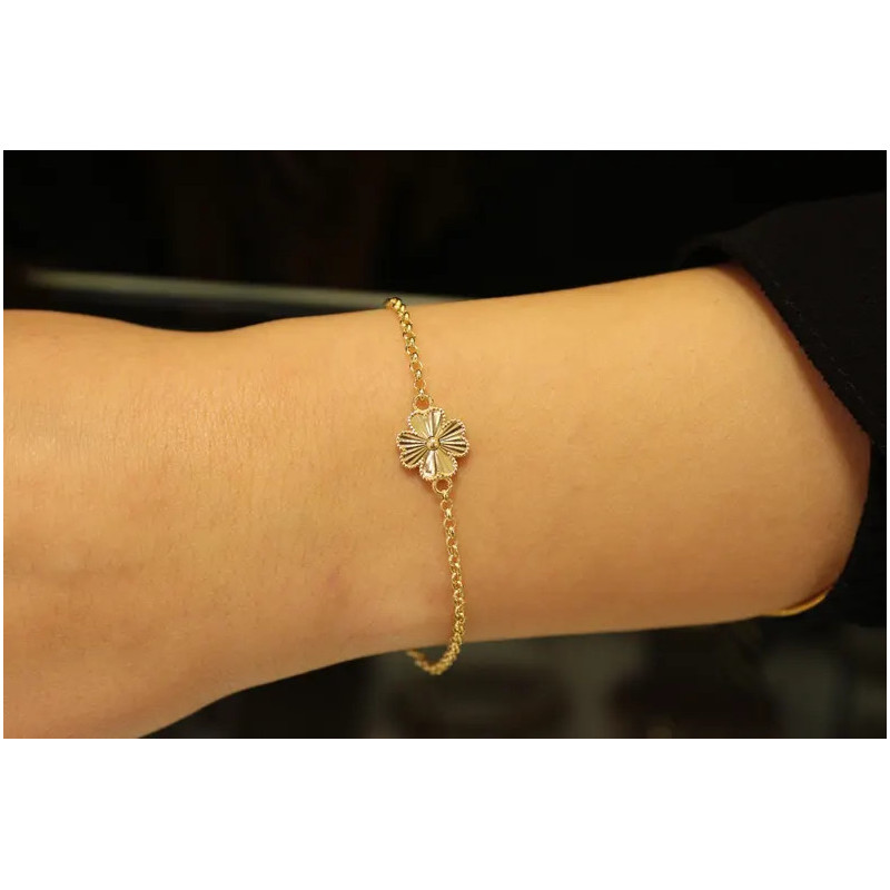 14K Gold Four Leaf Clover Bracelet, Minimalist Dainty Bracelet for Women, Lucky Charm Bracelet, Clover Bracelet Gift for Her