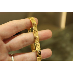 22K Solid Gold 7.40mm Greek Key Bracelet, Jewelry Gold 22k, Jewelry Gift for Her, Greek Key Bangle, 22k Chain