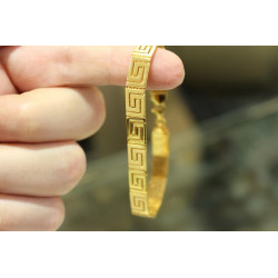 22K Solid Gold 7.40mm Greek Key Bracelet, Jewelry Gold 22k, Jewelry Gift for Her, Greek Key Bangle, 22k Chain