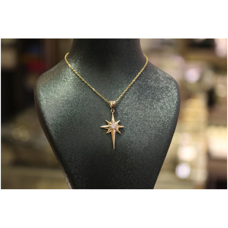 14k Gold North Star Necklace, Polaris Pendant, Pole Star Necklace, Gift for Her, Unique Gift, Northstar Charm