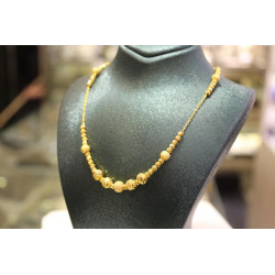 22K Gold Dorica Bead Ball Chain Necklace, Dorica Gold Chain, Jewelry for Women, Ball Gold Necklace, Women Chain