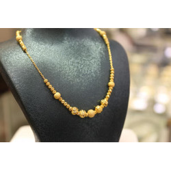 22K Gold Dorica Bead Ball Chain Necklace, Dorica Gold Chain, Jewelry for Women, Ball Gold Necklace, Women Chain