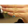 14k Gold Evil Eye Pendant, 14k Gold Evil Eye Protection Necklace, Gold Pendant, Minimalist Necklace, Blue Eye Charm