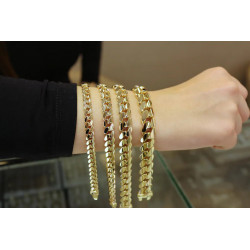 14K Gold Miami Curb Chain Bracelet, ,7-9-11-13 mm, Gold Curb Cuban Chain, 14K Gold Bracelet, Cuban Link Chain Bracelet