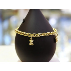 14k Gold Rolo Chain Bracelet, 5.50 mm Chain, Gold Rolo Chain with Charms, Rolo Charm Link , Women Gold Stacking Bracelet