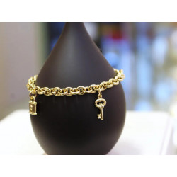 14k Gold Rolo Chain Bracelet, 5.50 mm Chain, Gold Rolo Chain with Charms, Rolo Charm Link , Women Gold Stacking Bracelet