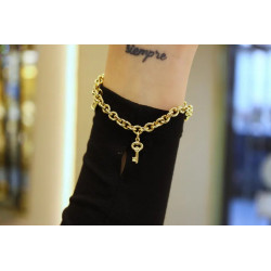 14k Gold Rolo Chain Bracelet, 5.50 mm Chain, Gold Rolo Chain with Charms, Rolo Charm Link , Women Gold Stacking Bracelet