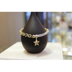 14k Gold Rolo Chain Bracelet, 6.70 mm Chain, Gold Rolo Chain with Star, Rolo Charm Link , Women Gold Stacking Bracelet