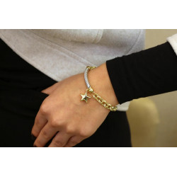 14k Gold Rolo Chain Bracelet, 6.70 mm Chain, Gold Rolo Chain with Star, Rolo Charm Link , Women Gold Stacking Bracelet